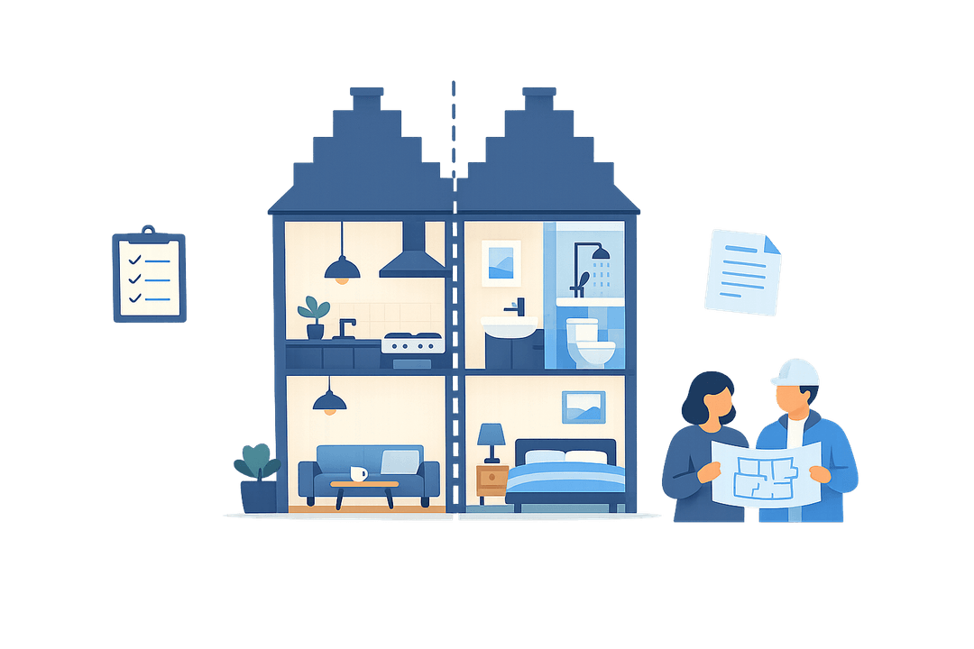 Hoe woningsplitsing werkt — een woning opgesplitst in twee eenheden