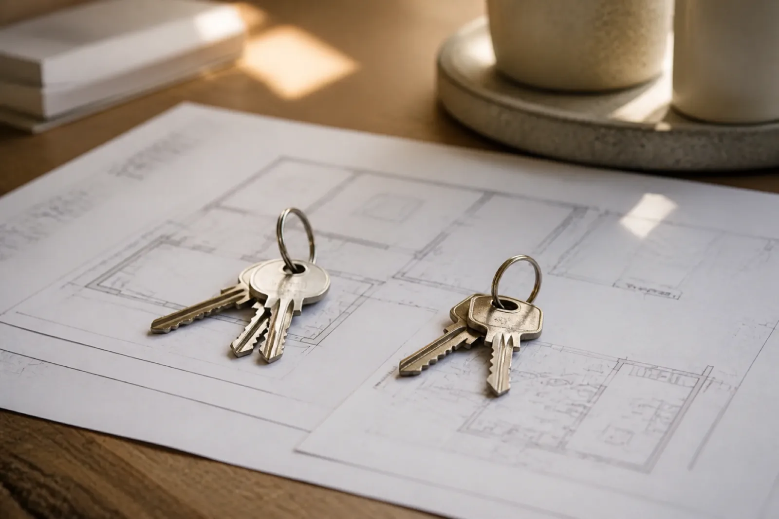 Twee sleutelsets op een splitsingsplattegrond