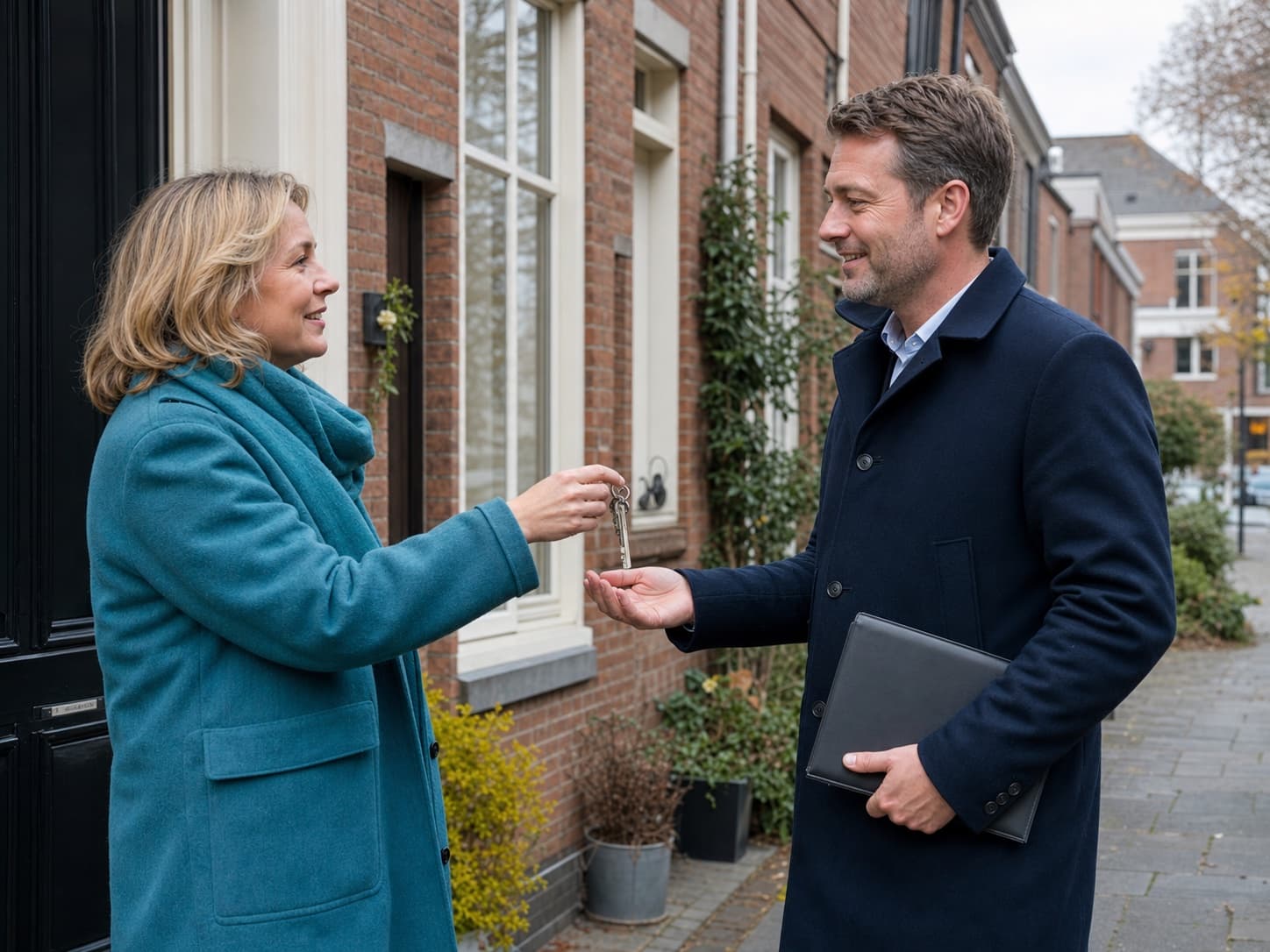 Woningbezitter overhandigt de sleutels aan een adviseur bij directe verkoop van een pand