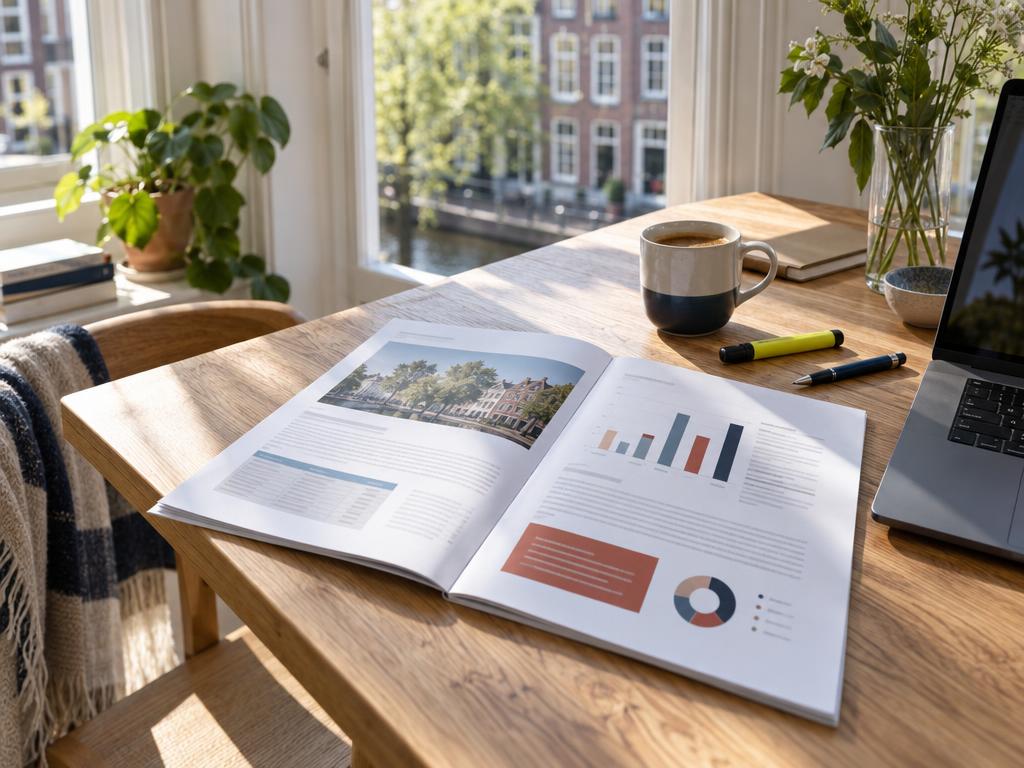 Uitgeprint quickscanrapport op een houten tafel bij het raam